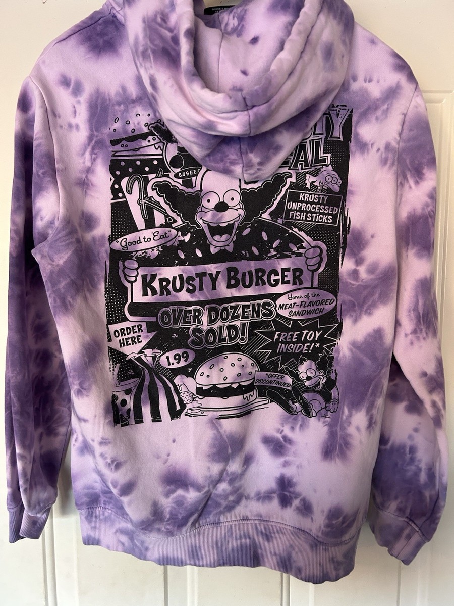 The Simpsons x H&M Men Medium Purple Tie Dye Hoodie Krusty The