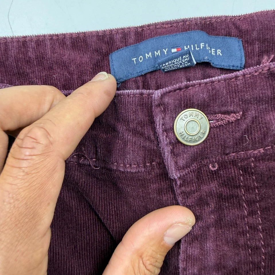 Tommy Hilfiger Women's Pants 10 Burgundy Cotton Corduroy Straight Leg Trousers - Image 3 of 4