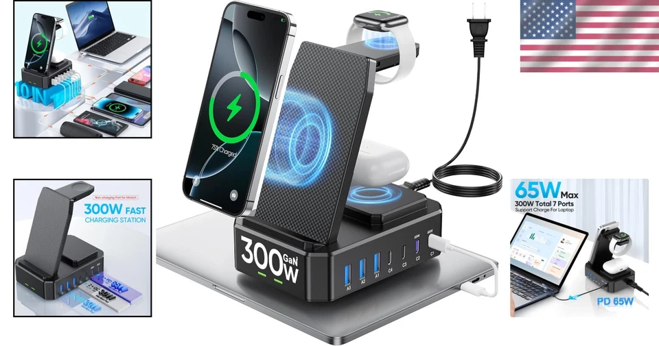 Estación de carga multidispositivo compacta 10 en 1 con capacidad de carga rápida de 65 W Foto 2 de 4