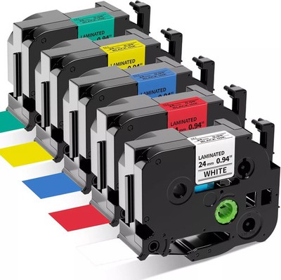 5PK  24mm Label Tape TZe-251 TZ-251 Black on White For Brother P-Touch 1''