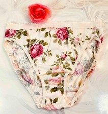 VINTAGE 2003 VICTORIA'S SECRET ROSES COTTON BIKINI PANTIES SIGNATURE BAND sz M