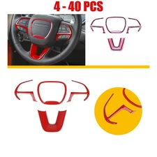 4-40X/Set Red Steering Wheel Frame Cover Interior Decor Trim for 2015-2023 Dodge