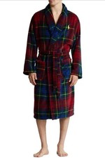 Polo Ralph Lauren Plaid Microfiber Plush Robe Big Pony L/XL Terra Plaid