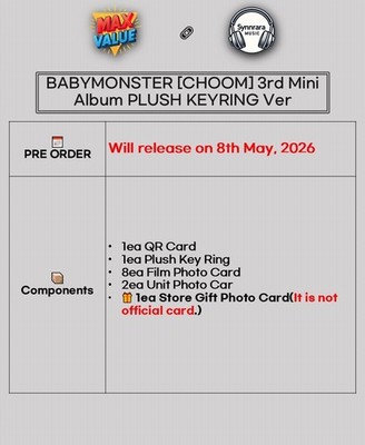 BABYMONSTER CHOOM 3rd Mini Album PLUSH KEYRING Ver/QR+Key Ring+