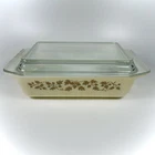 Vintage Pyrex 575B Gold Acorn Leaves Space Saver Casserole Dish 2 Qt w/ Lid USA