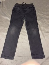 Hanna Andersson Boys Jeans Pants 120 US 6-7 Cotton Grey Pockets Drawstring
