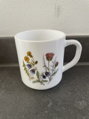Arcopal France Becher Tasse Sammelbecher Sammler weiß mit Blumen Retro 