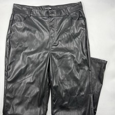 Fashion Nova Pants Womens XL Gray Dress Pants Straight Biker PU Pockets Zip