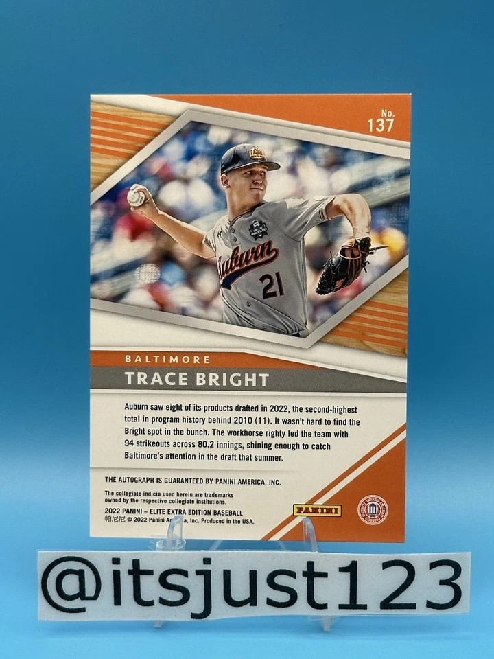 🔥2022 Panini Elite Extra Edition - Trace Bright #137 Autograph - Baltimore 🔥 - Image 2 of 2