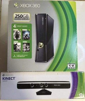 Microsoft Xbox 360 S Series Console (250GB) w/ 4 Games & Kinect Sensor OPEN BOX