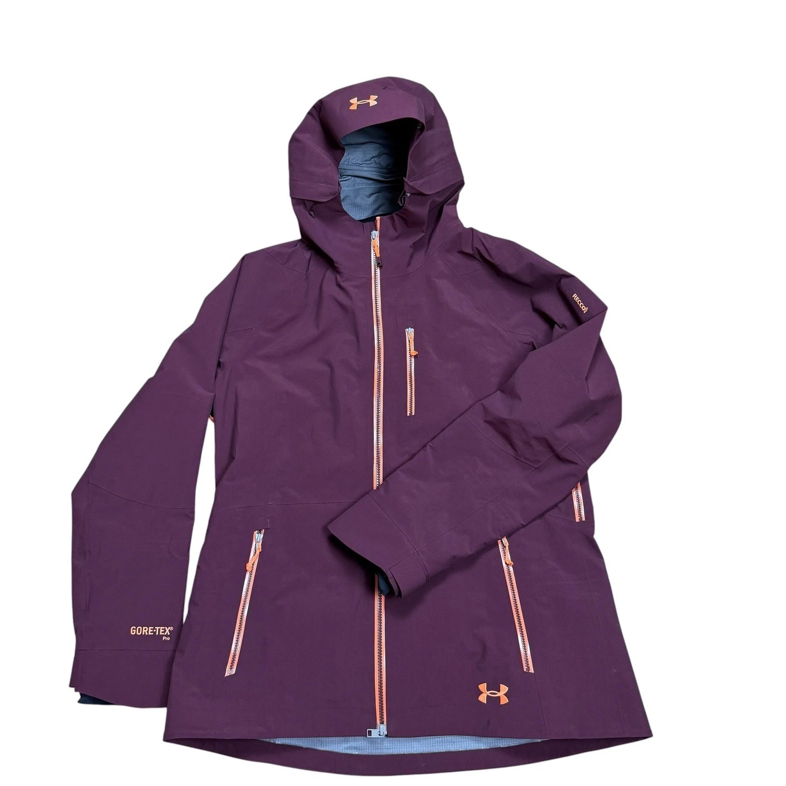 Under Armour Gore-Tex Pro Recco Ski Jacket Womens Purple Orange Waterproof Shell