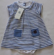 Petit Bateau süßes Body-Kleid maritim blau-...