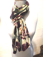 100 Silk Women's Scarf LISA L. NEW YORK Hand Painted Velvet 14" x 68"