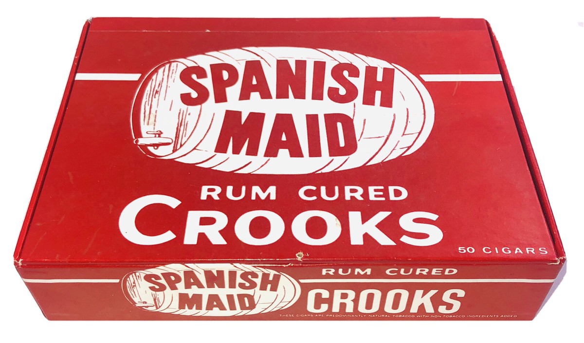 Cigar Box Spanish Maid Rum Cured Crooks T. E. Brooks Co .50 Cent Cigars  Empty