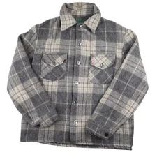 Vintage Canadian Lumber Jac Mens Medium Shirt Jacket Gray 70s Workwear