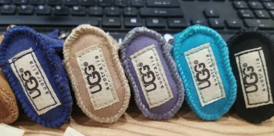 UGG Australia Gamuza Elegante Bota Llavero Porta Llaveros Negro-Gris-Verde Solo -! Foto 3 de 4