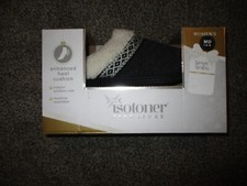 Isotoner black fleece lined women's house shoes slippers size7.5 - 8 New
