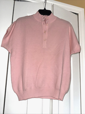 VTG~RODIER PARIS~France~Pink~Wool Blend Knit Pullover High Neck Sweater Size M