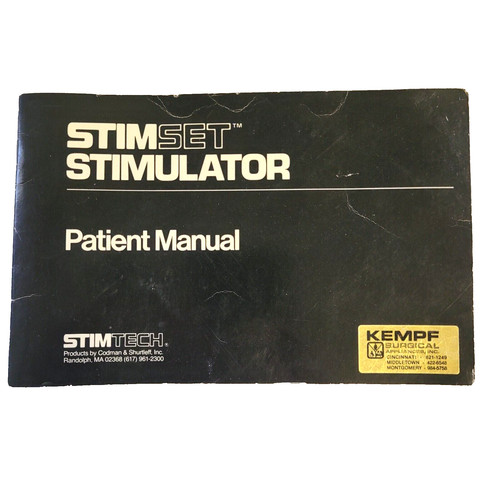 1982 STIMSET Stimulator TENS Machine Patient Instruction Manual Codman Vintage