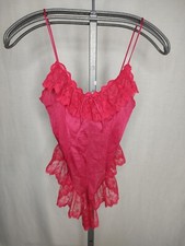 Vintage 80s Moodsetter Pink Babydoll Nighty Lingerie Lace Seductive Wear Small