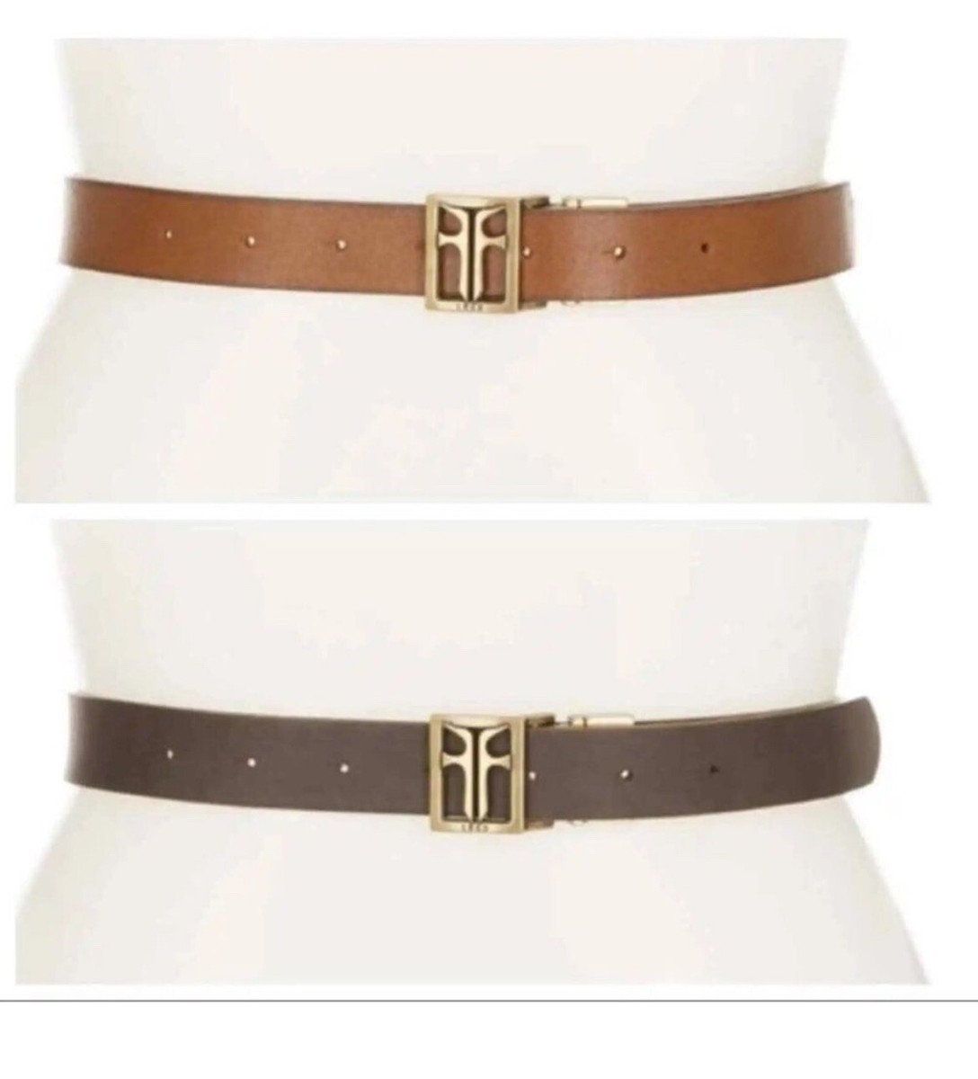 ??FRYE Genuine Leather Reversible Belt LOGO Tan Sz Women display picture 3