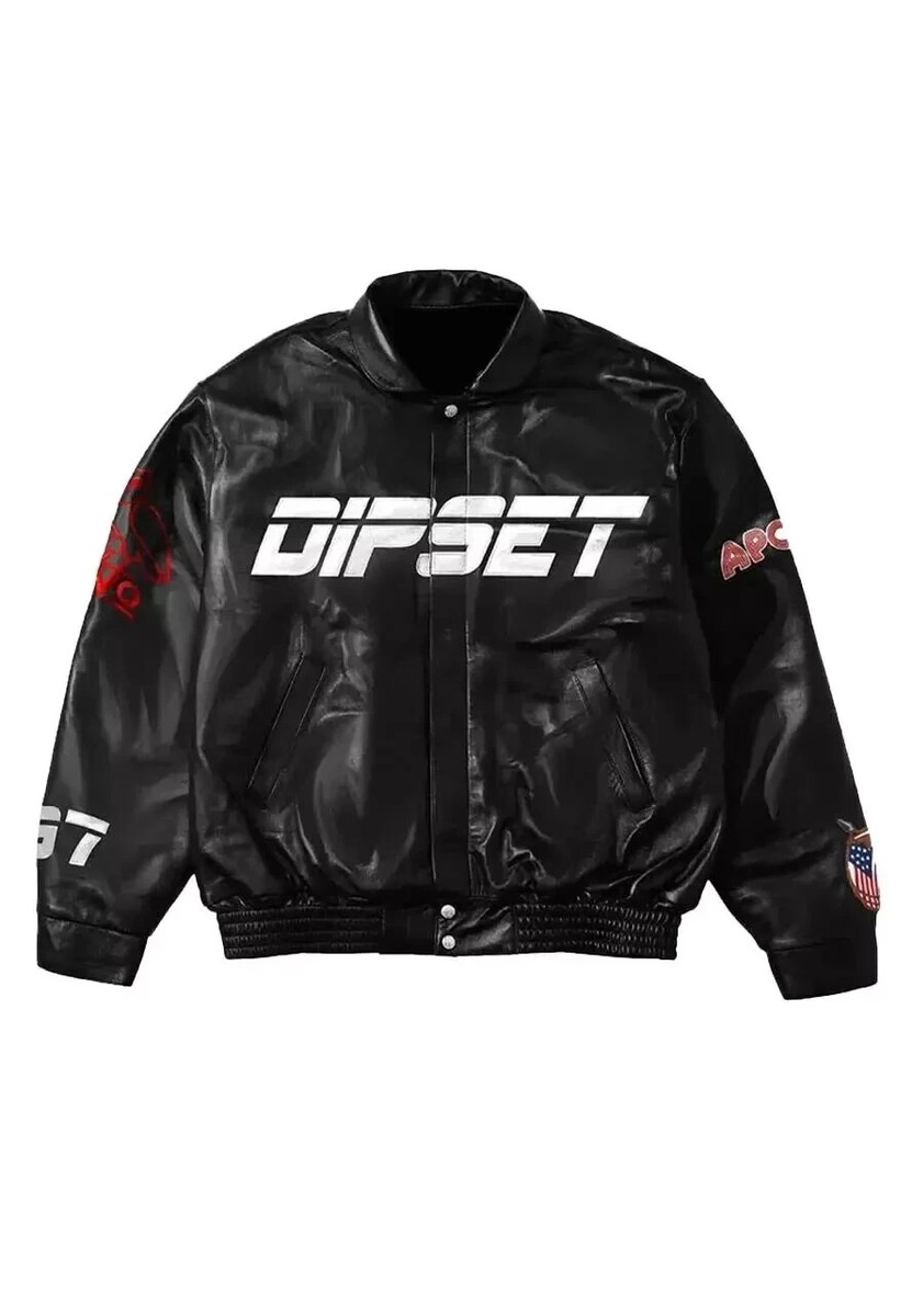 Men's Black Leather Jacket OVO x Dipset Diplomats | Gift for Him