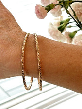 18k Gold Solid Bangle Bracelets Pair Lg - 33.6 Grams