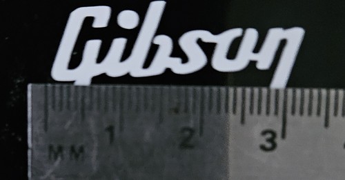2 WHITE Decal Headstock Gibson Logos, Die-Cut Vinyl Decal, 1.25 Inches Wide - Picture 5 of 5