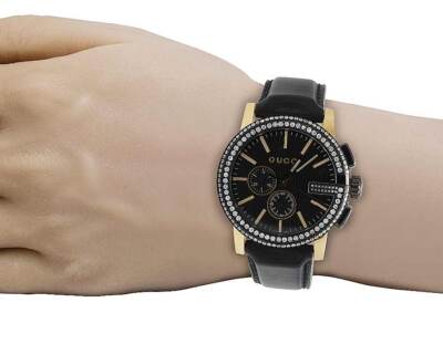 Mens Gucci G-Chrono Gold Black PVD S.Steel 44MM Diamond Watch