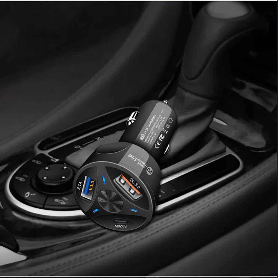 2 USB+ PD 20W Type-C 车载充电器 快速适配器 适用于三星 iPhone 13 12 Pro Max — 第 4/4 张图片