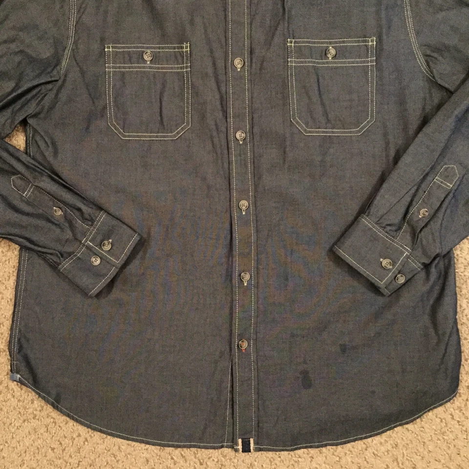 Weatherproof Shirt Mens XL Blue Long Sleeve Button Up Pockets - Image 4 of 4