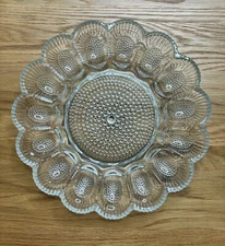 VTG  11" Clear Hobnail Indiana Glass Deviled Egg Platter 15 Egg Plate EXCELLENT!