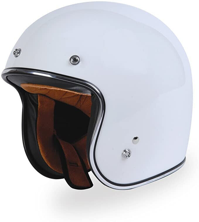 Torc T50 3/4 Vintage Retro Cafe Style Motorcycle Helmet Gloss White XXL  XX-Large