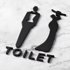 Wall Stickers Toilet Bathroom Door WC Entrance Sign Home Decoration Creative Bla