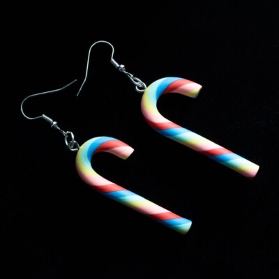 Candy Cane Rainbow Pastel Earrings