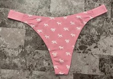 VICTORIA'S SECRET PINK L REINDEER SANTA DOG THICK LOGO SIDE STRAP THONG PANTIES