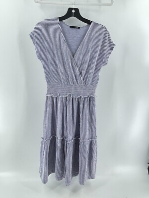 Caution To The Wind Blue White Vertical Striped Sleeveless Stretch Dress  Size S | eBay