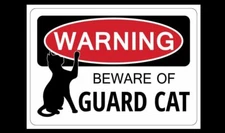 WARNING Beware of Guard Cat PHOTO Funny Door Sign Home Decor Pic 5x7 Photo