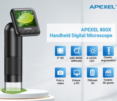 APEXEL Taschen-Digitalmikroskop mit 2'' LCD-Bildschirm 800x Mini-Mikroskopkamera