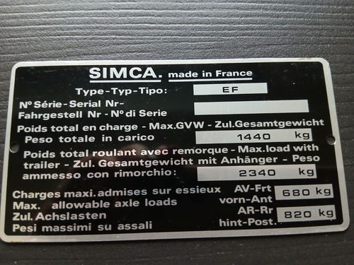 Plaque Aluminium Personnalisée Simca 8 Berline – 15x20cm – Fait Main Sur Commande