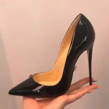 Women Patent Leather Pointed Toe 12cm High Heels Stiletto Pumps Party Shoes