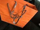 Hermes Empty Orange Medium Shopping Gift Paper Bag Authentic 12x11.75x4” ribbon — photo 5