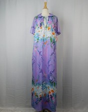 Vintage 70s Floral Muumuu Jersey Knit House Dress Kaftan Nightgown, Medium 9913