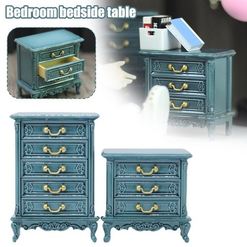 Dollhouses Miniature European Chest Of Drawers Bedroom Storag P1B9 Bedside P8H9