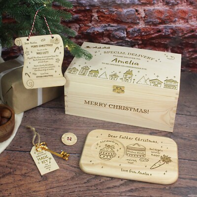 Gold Heiligabend Konvolut personalisiert Weihnachtsabend Brett Weihnachtsmann Teller schöne Liste Kit