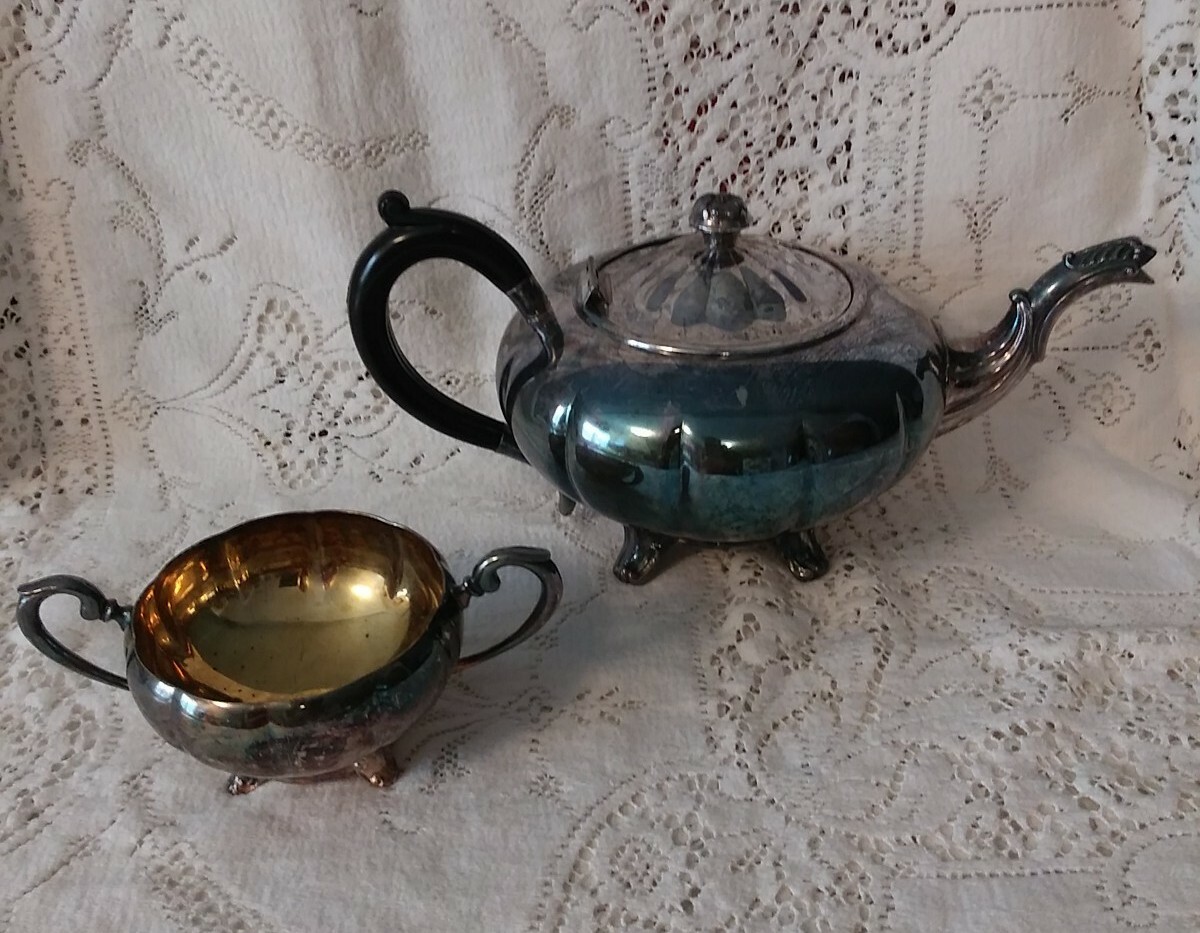Marlboro Silver Plate On Copper Teapot and Open Sugar | eBay