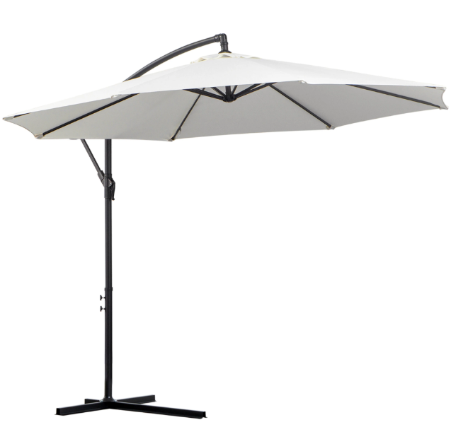 Outsunny 3m Garden Banana Parasol Cantilever Umbrella w/Crank