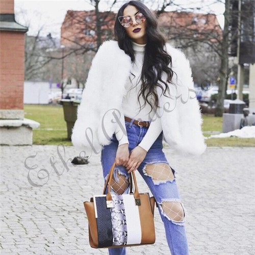 Retail Coat Knitted 100% Ostrich Feather Fever Fur Genuine Women Fluffy Jackets - Picture 4 of 13