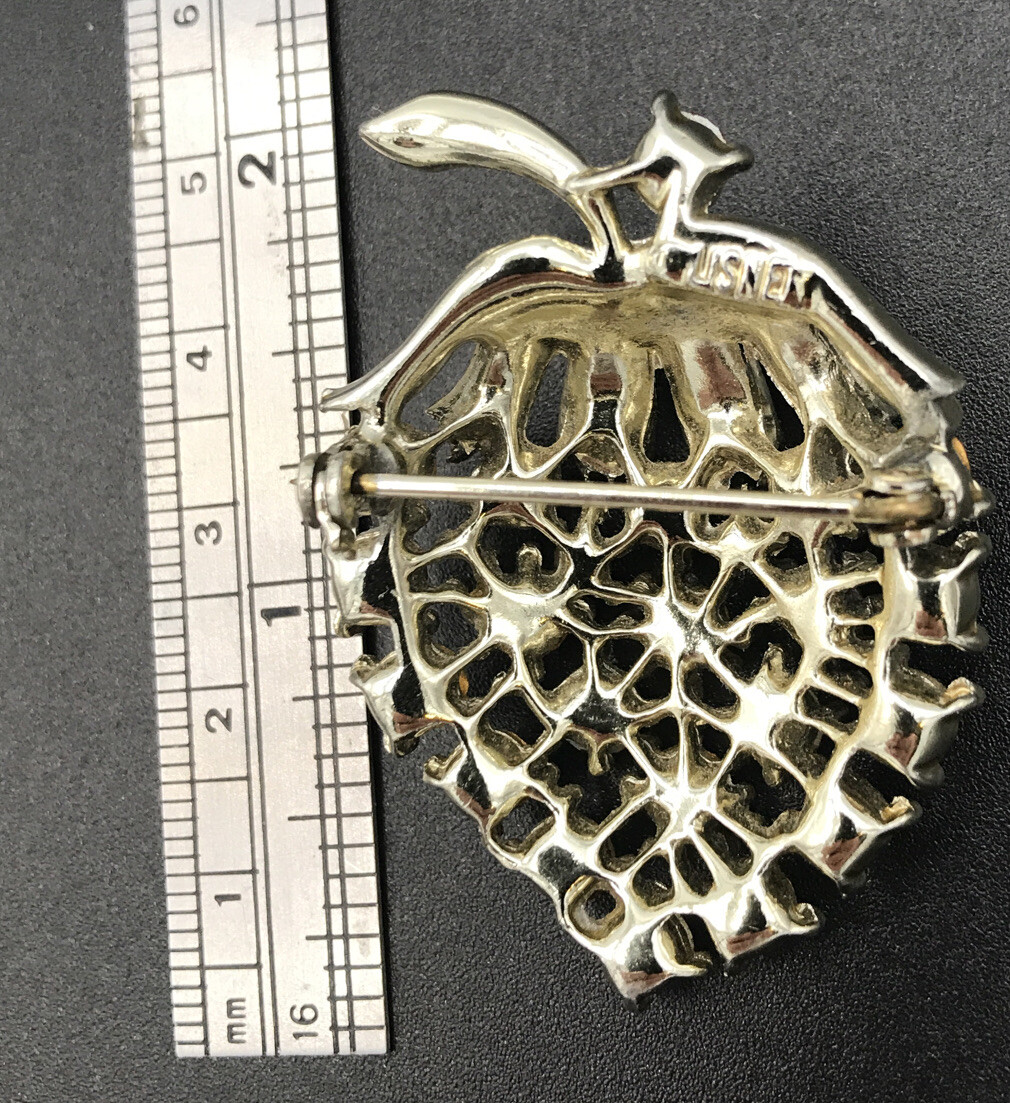 Signed LISNER Vintage Ruby Red AB Rhinestone Gold… - image 3