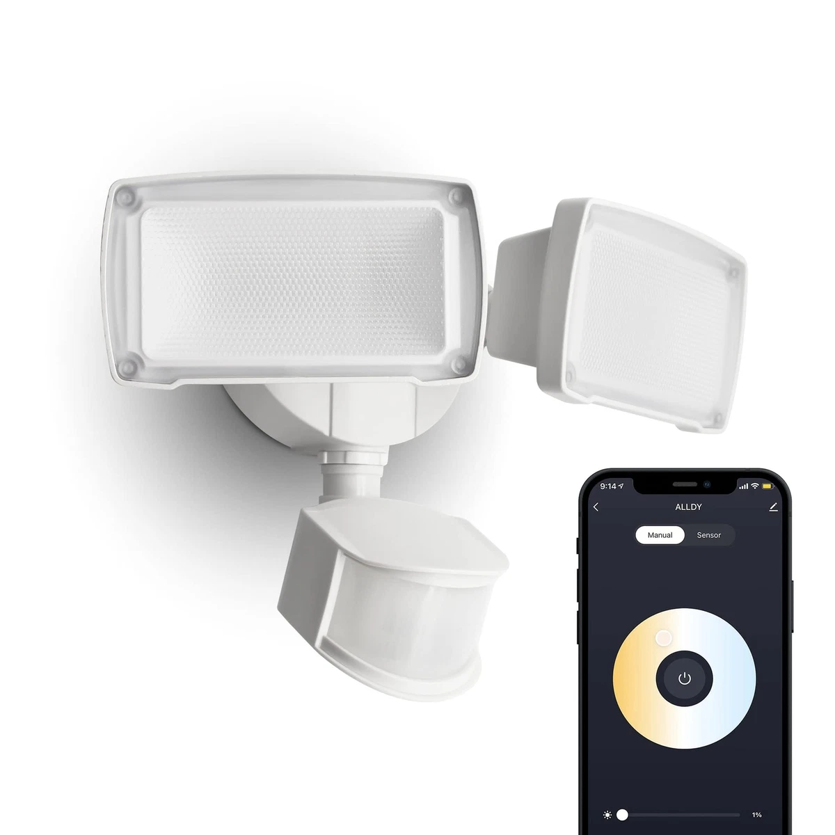 UME Smart WiFi LED Security Light Motion Sensor Outdoor Works with Alexa Goo
